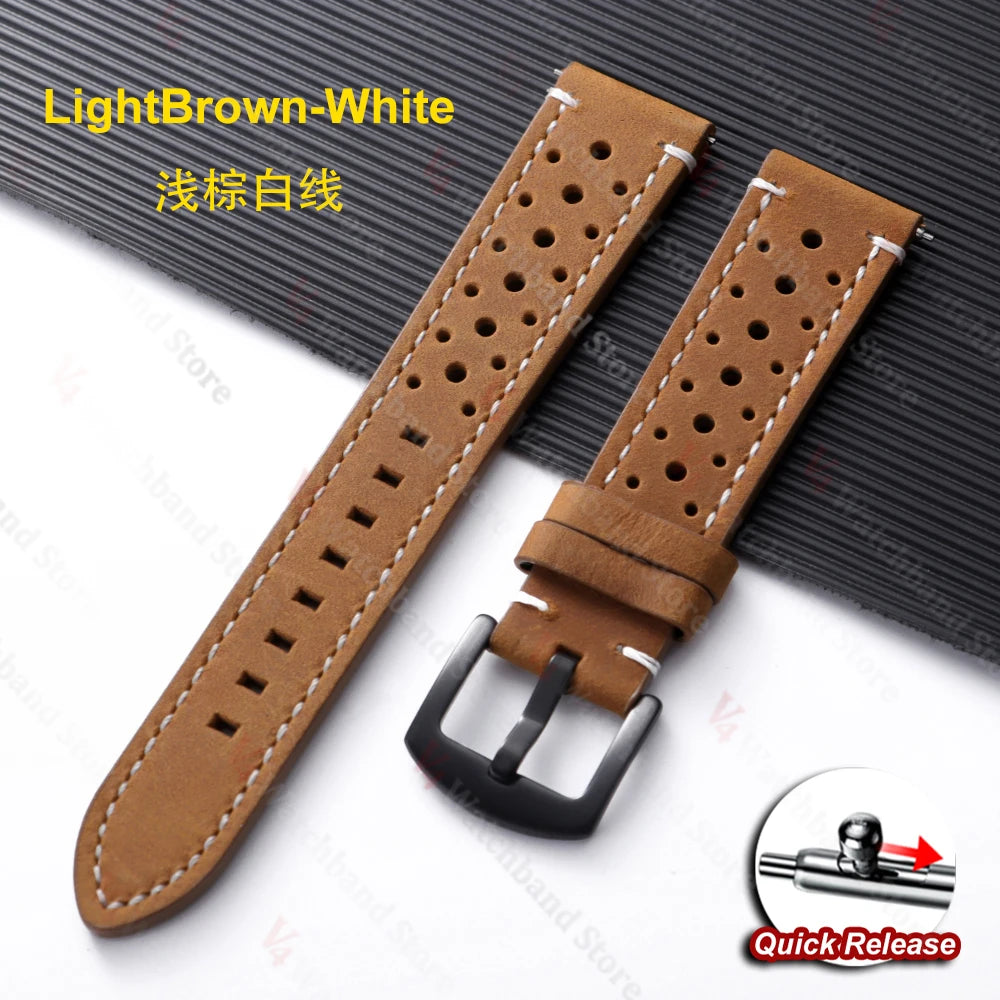 19mm 21mm 18/20/22/24mm Genuine Cowhide Watch Band Metal Buckle Vintage Straps for MenWomen Breathable Bracelet Belt Accessories