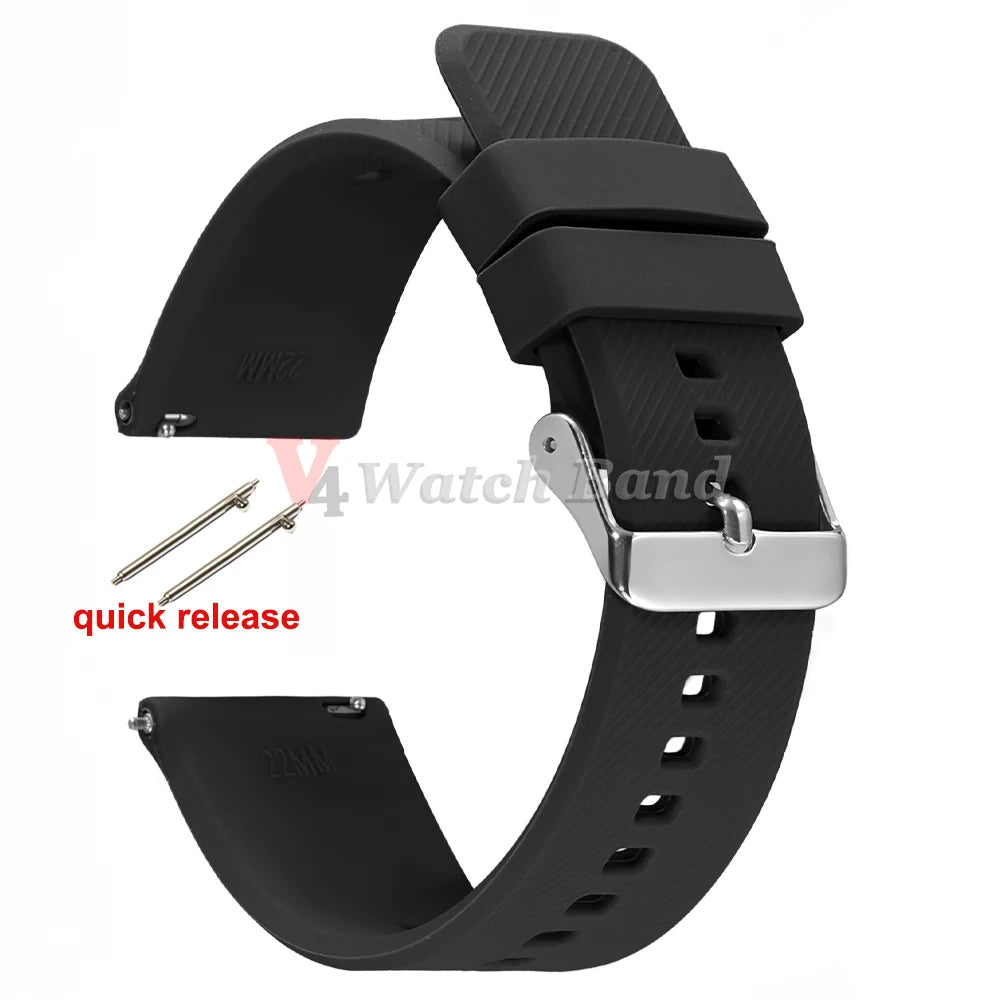 18mm 19mm 20mm 21mm 22mm Watch Band for Samsung Galaxy3 4 5 Quick Release Silicone Strap for Huawei GT2/GT3 Smart Watch Bracelet