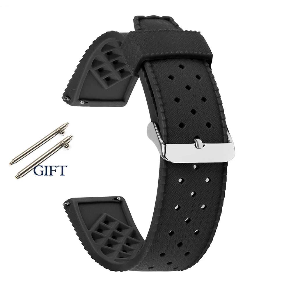 Premium Tropic Rubber Watchband for Seiko 20 22mm Quick Release Band for Fossil Strap for Oris Silicone Tropical Waterproof Band