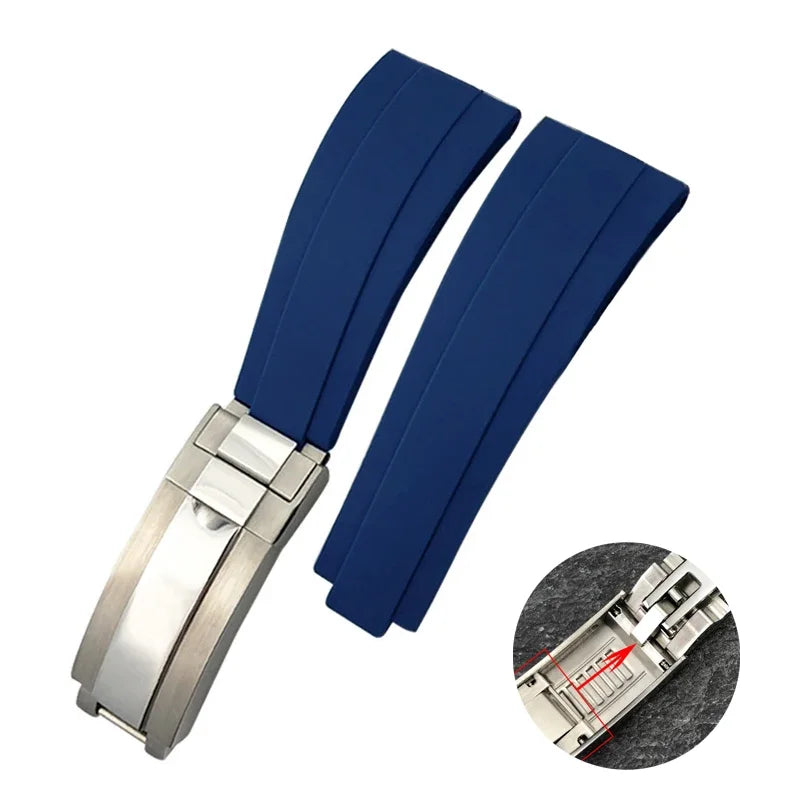 20mm Bracelet for Rolex Submariner DAYTONA GMT DEEPSEA Silicone Strap Diver Sport Waterproof  Rubber Watchband 9×9mm SlideBuckle