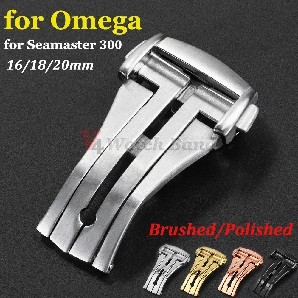 20mm Metal Watchband Buckle for OMEGA 18mm 16mm Steel Clasp for Leather Rubber Watchband Butterfly Button Folding Buckles