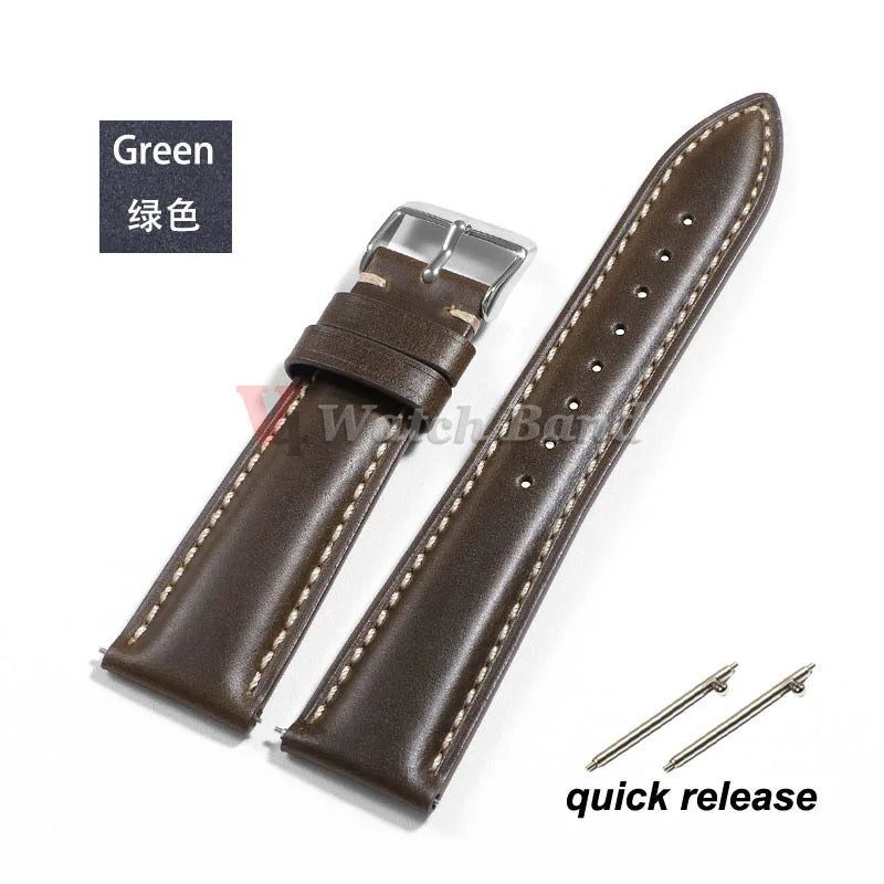 Vintage Oil Wax Genuine Leather Watch Strap 18mm 19mm 20mm 22mm 21mm Brown Watchbands for Samsung Galaxy Watch Band Bracelet