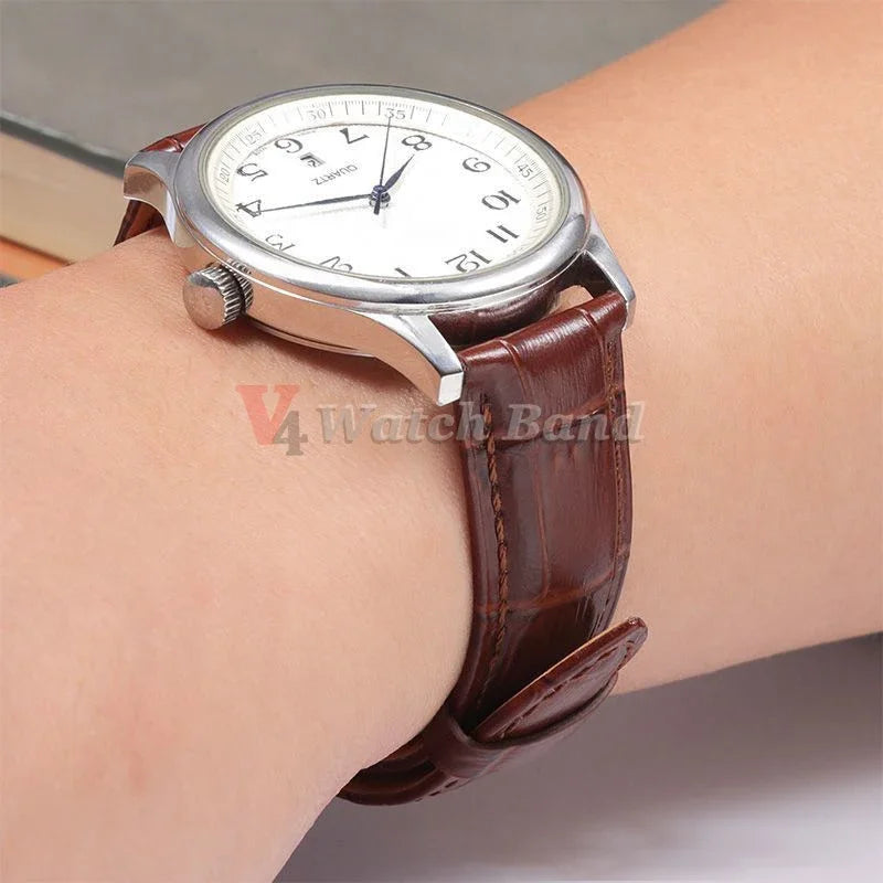 Quick Release Leather Watchband for Omega Business Watch Band for Seiko Butterfly 24mm 22mm 20mm 18mm Buckle Black Brown Strap