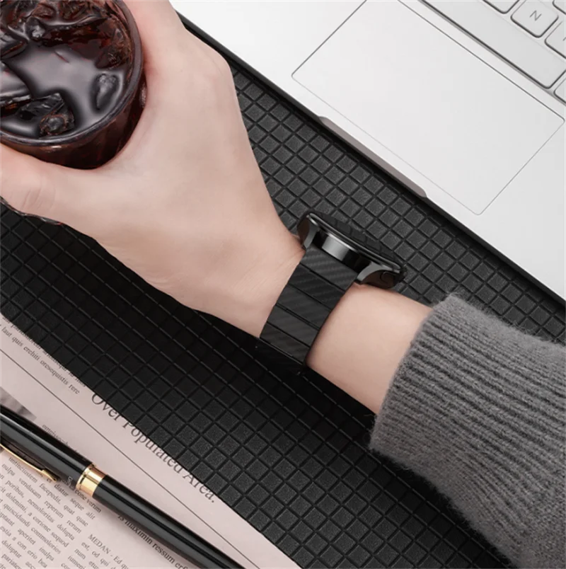 20mm 22mm Watch Strap for Samsung Galaxy Watch7 6 5 4 3 Classic 47mm 43mm Pro 45mm 40mm 44mm Magnetic Carbon Fiber Bracelet Band