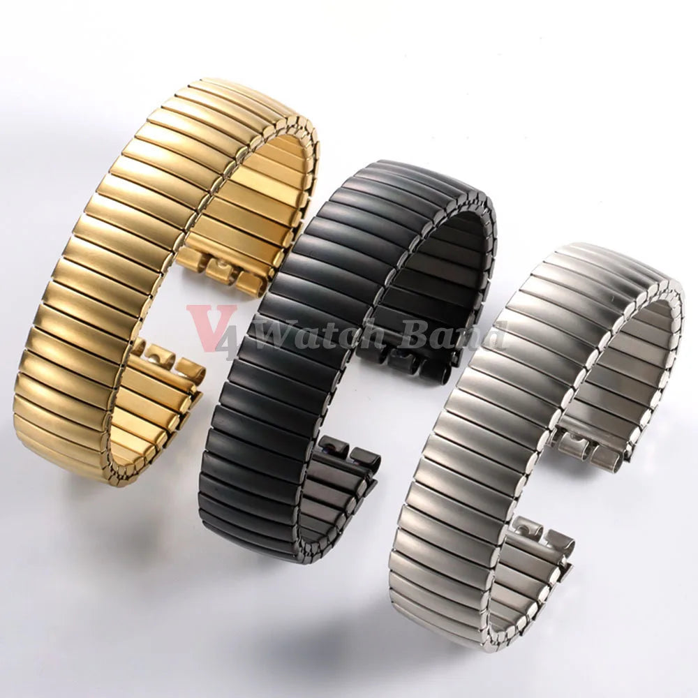 17mm 20mm Elastic Metal Watch Band for Swatch Watch Strap Stretch Expansion Stainless Wrist Strap Men Women Bracelet Accessories