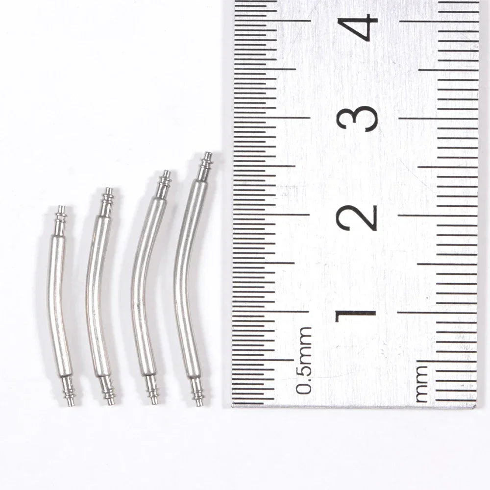 10pcs Curved End Spring Bar Dia 1.5mm 1.8mm Watch Strap Link Pins 18mm 20mm 22mm 24mm for Smart Watch Curved Band with Tool