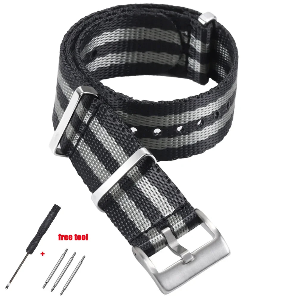 20mm High Density Nylon Watch Strap for Omega 007 Replacement Band for Rolex Premium Soft Straps Universal Sports Watch Band