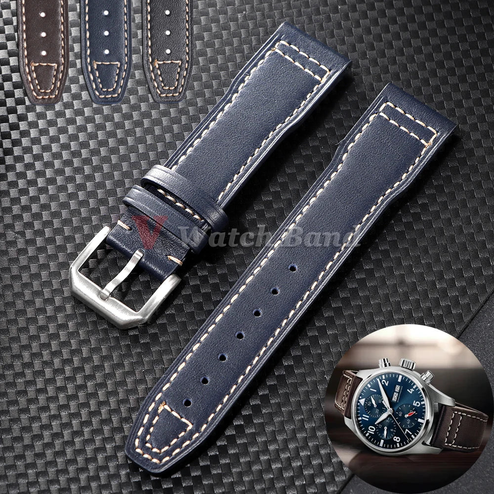 20mm 21mm Cowhide Watch Strap for IWC Pilot Portugieser Portofino Wristband Cowhide Bracelet Business Men Women WatchAccessories
