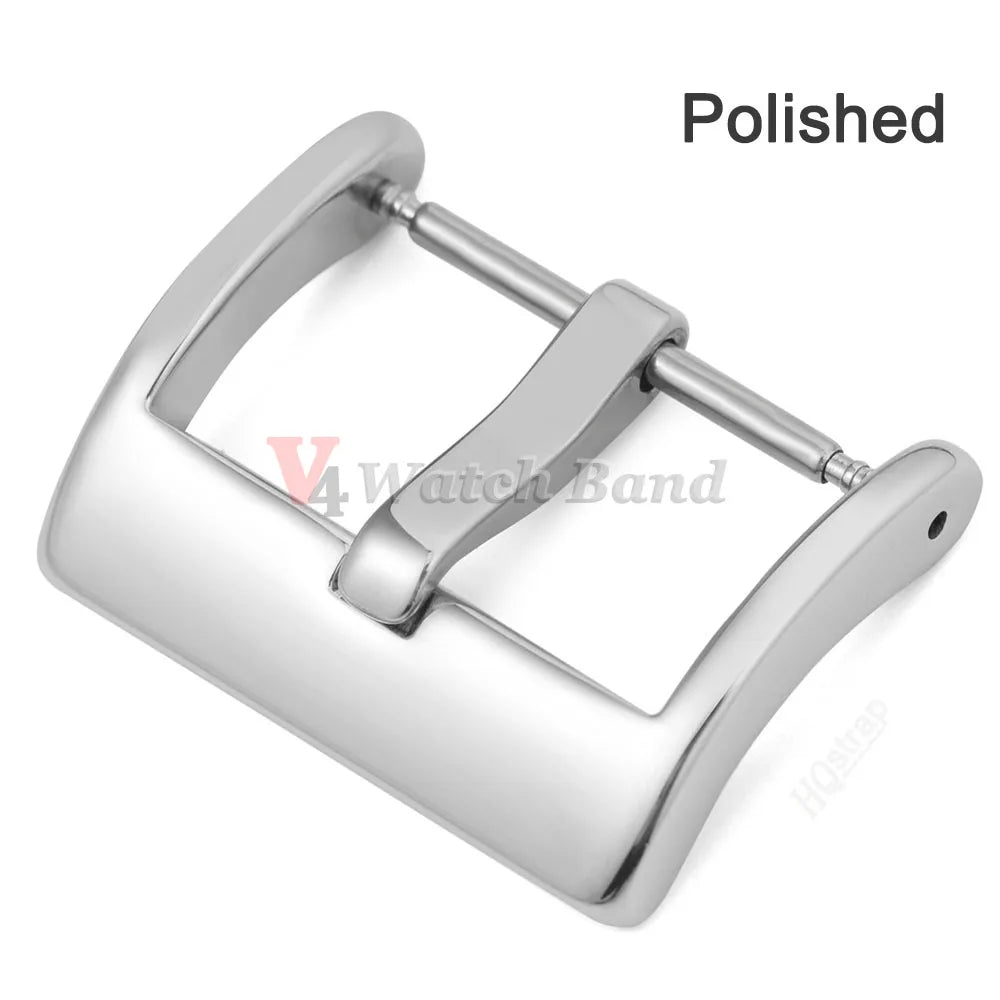 Matte Polished Clasp Watch Band Metal Buckle 16 18 20 22 24mm Silver Black Gold Steel Buckle Strap Solid Square Button for Seiko