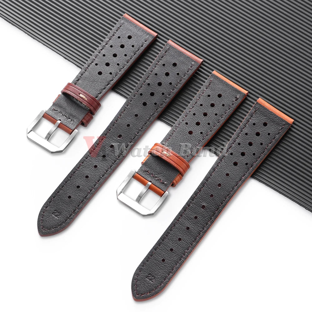 Dark Brown Watch Band Handcrafted Pueblo Italian Cowhide Strap for Omega Ventilated Design 20mm 22mm Men's Breathable Bracelets