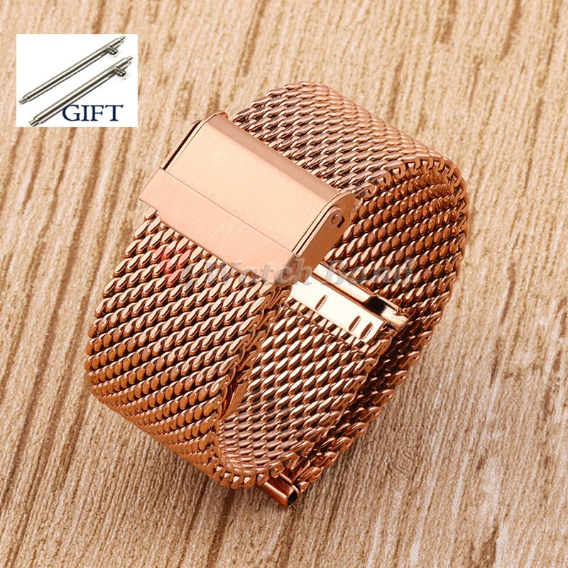 1.0mm Mesh Milanese Watchband Quick Release for DW Stainless Steel Bracelet for Omega Adjustable Straps for Seiko 18mm 20mm 22mm