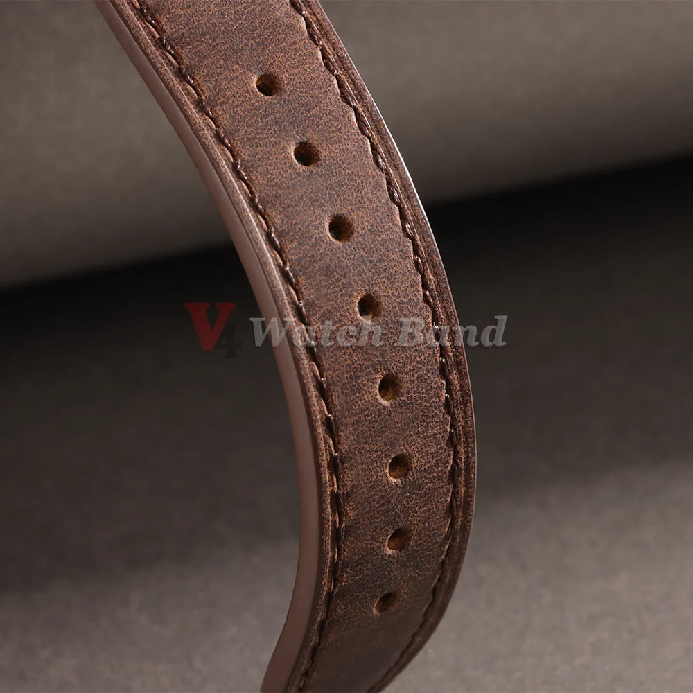 18/19/20/21/22/24mm Vintage Leather Watch Band Butterfly Buckle Stitching Cowhide Strap for Omega for Wrist Bracelet for Seiko