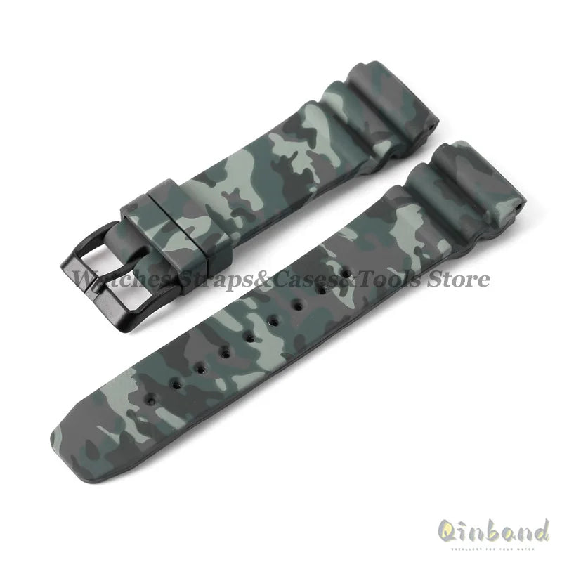 Soft Silicone Watch Band 22mm for Seiko for Rolex Waterproof Camouflage Rubber Watch Strap Bracelet Sport Watch Replacement Belt