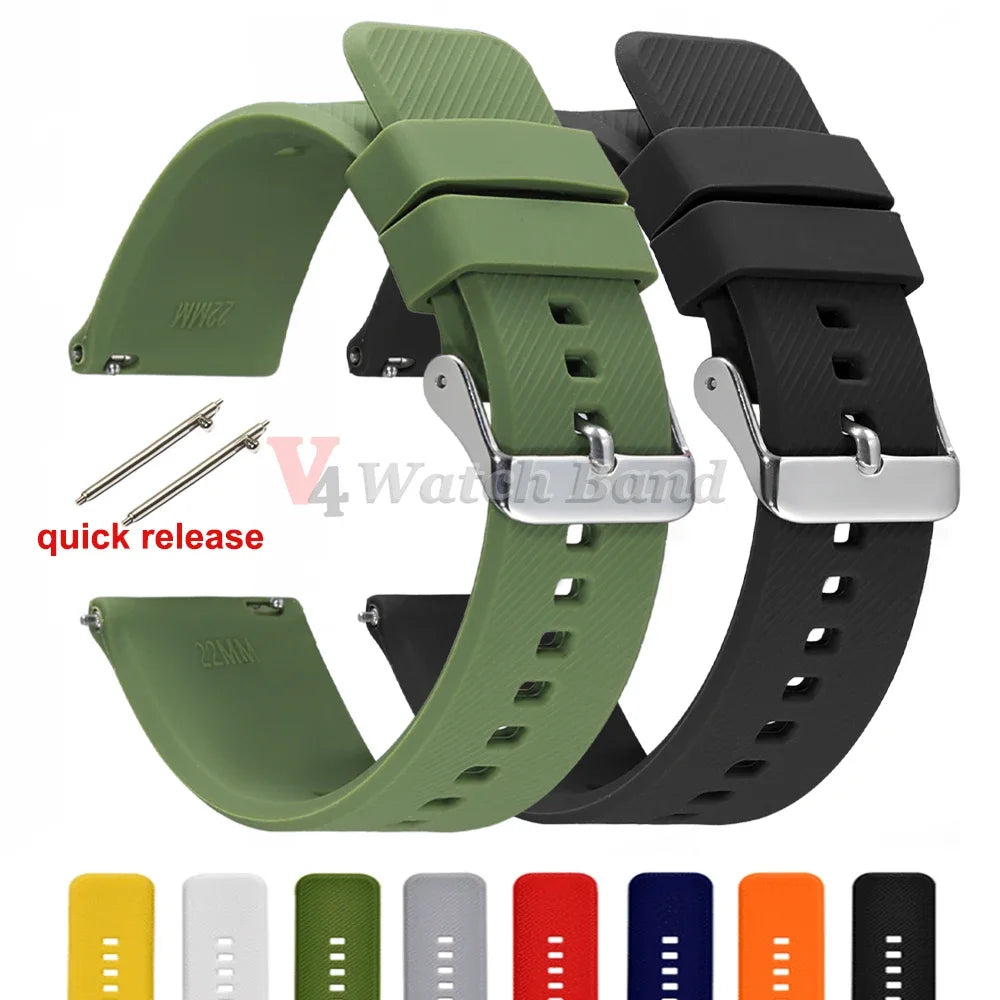 18mm 19mm 20mm 21mm 22mm Watch Band for Samsung Galaxy3 4 5 Quick Release Silicone Strap for Huawei GT2/GT3 Smart Watch Bracelet