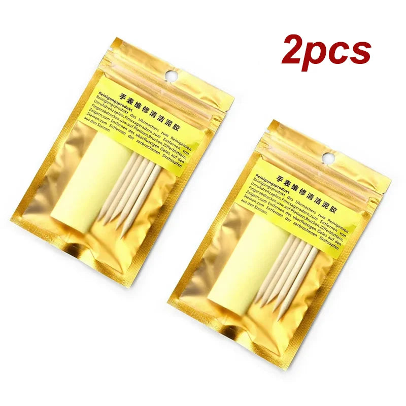 1/2pcs Watch Parts Movement Cleaning Clay Rubber Putty Cleaner with Wooden Stick for Watchmakers Watch Repair Tool Accessories