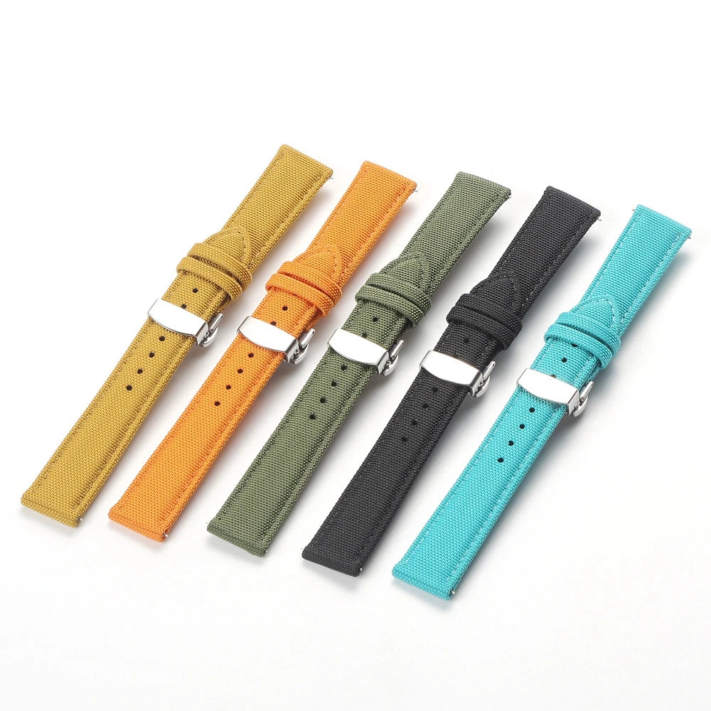 Quick Release Nylon Sailcloth Watch Strap 18mm 19mm 20mm 21mm 22mm 24mm Butterfly Buckle Band For Omega For Seiko Watchband