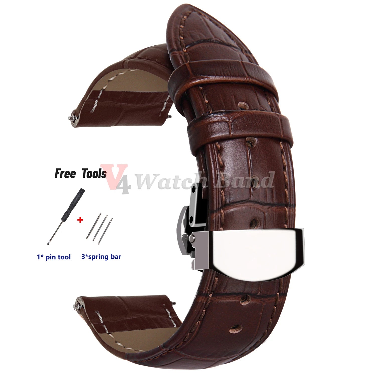18mm 20mm 22mm 24mm Genuine Leather Watchband Crocodile Pattern Straps Men Women Replacement Universal Bracelet