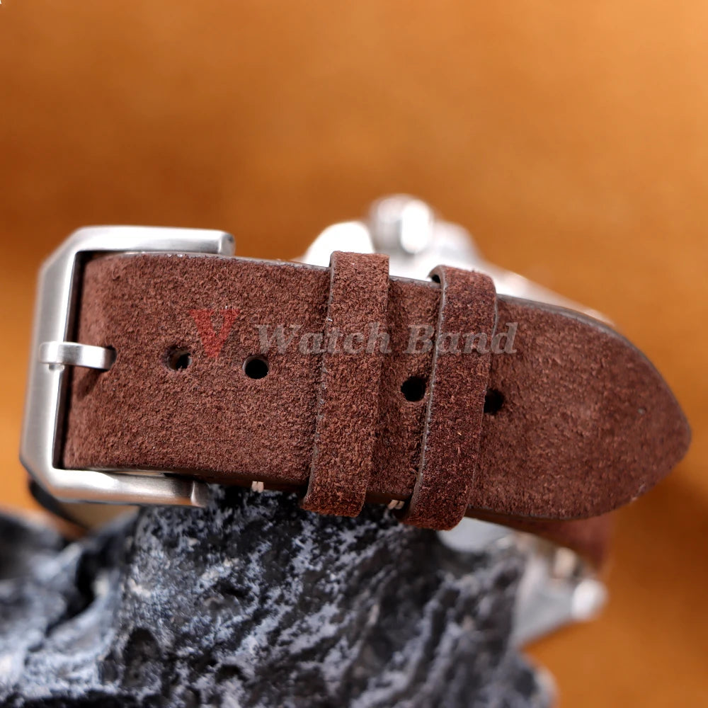 Suede Genuine Leather Watchband for Seiko for Samsung Vintage Straps Handmade Stitching Bracelet 20mm 22mm for Huawei Gt2 GT3/4