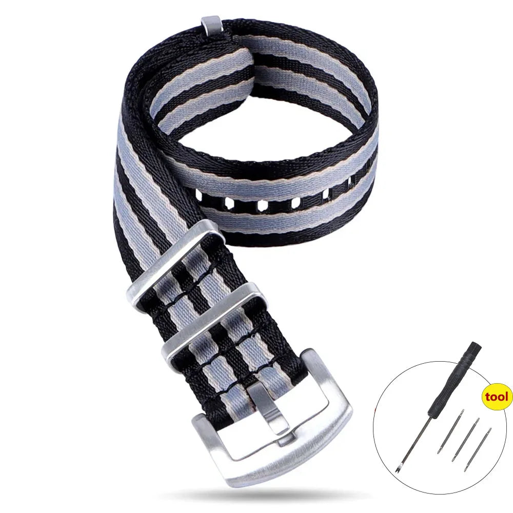 High Density Nylon Strap for Omega Seamaster 007 20mm 22mm Soft Nylon Bracelet for Seiko Military Watchband for Samsung Galaxy