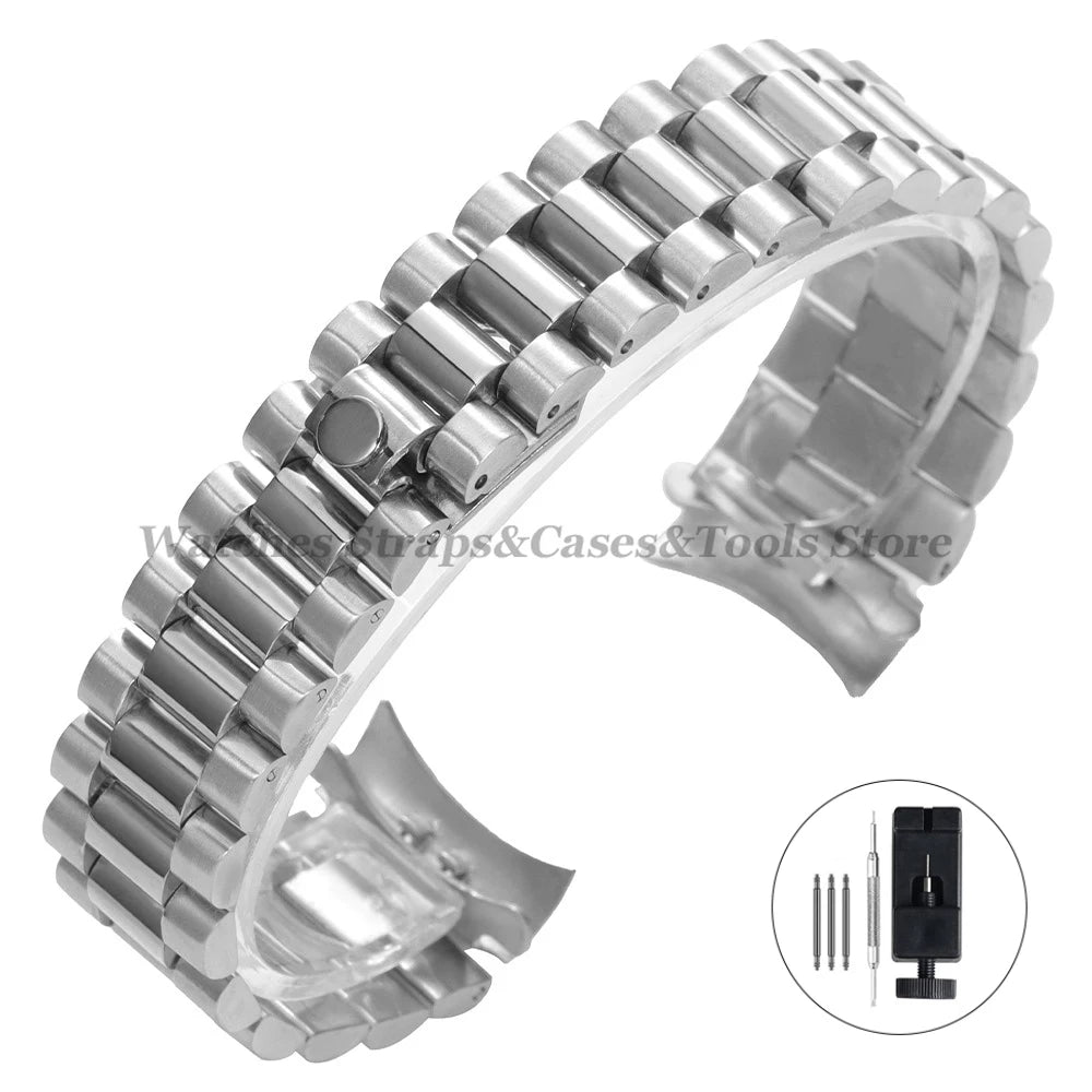 20mm Stainless Steel Watch Strap for Rolex for Water Ghost Wrist Band Silver Gold Curved End Bracelet Men Women Sport Watch Band