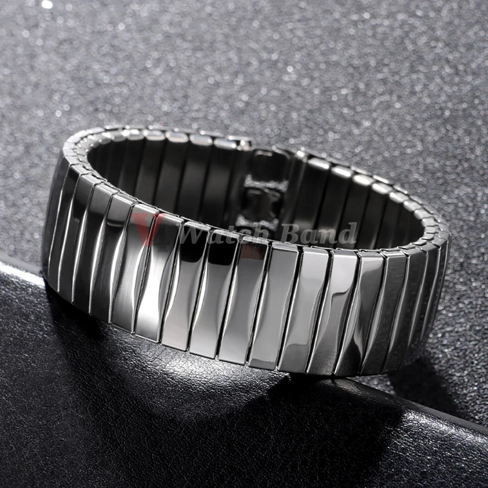 17mm 20mm Elastic Metal Watch Band for Swatch Watch Strap Stretch Expansion Stainless Wrist Strap Men Women Bracelet Accessories