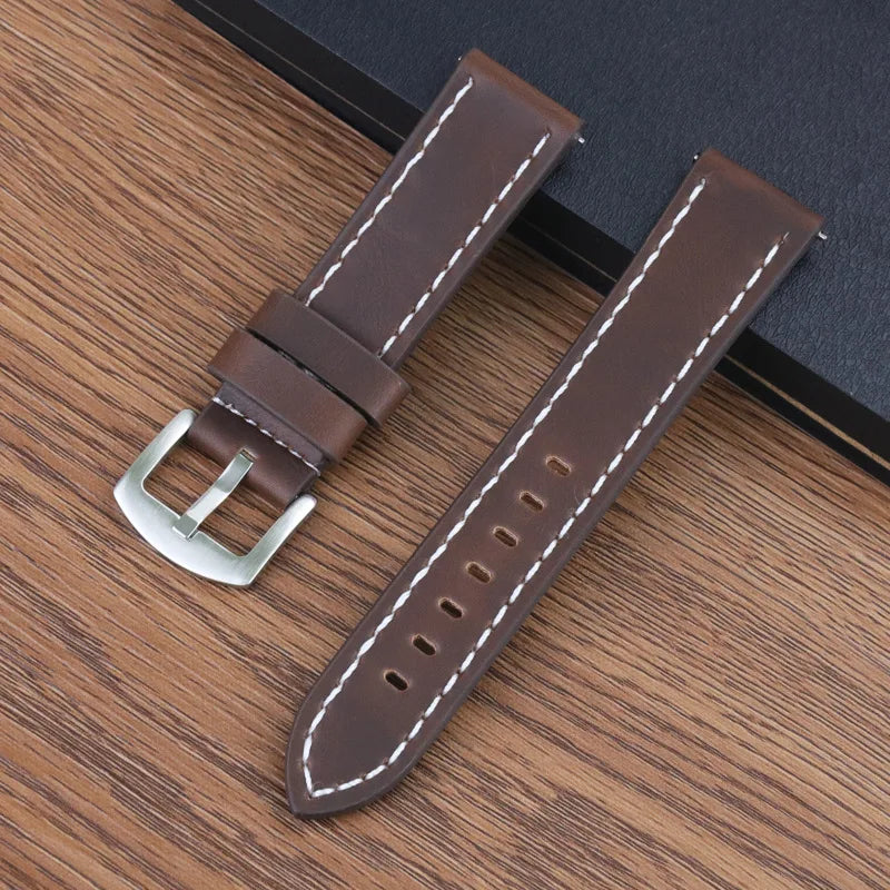 18mm 20mm 22mm 24mm Vintage PU Leather Strap Quick Release Universal Cowhide Watch Band Bracelet Sport Wristbelt Accessories
