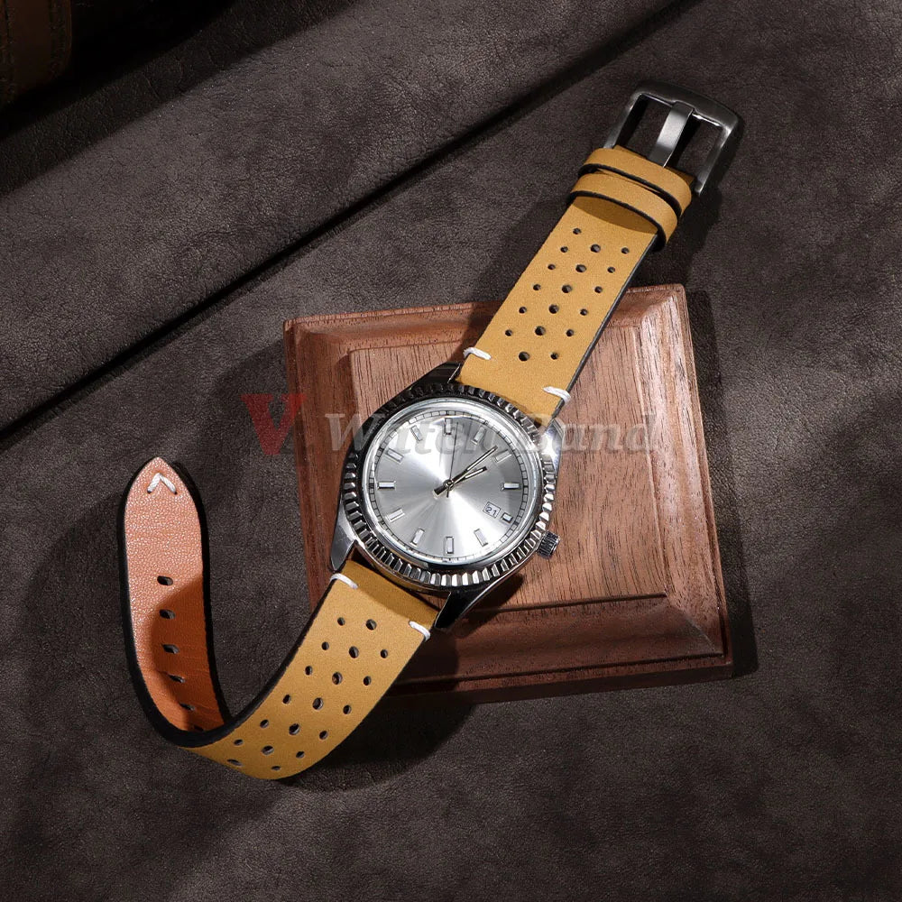 Retro Calf Watchband 20mm 22mm Breathable Geniune Cowhide Straps for Samsung Watch Strap for Huawei Watch Gt2/Gt3 Sport Belt