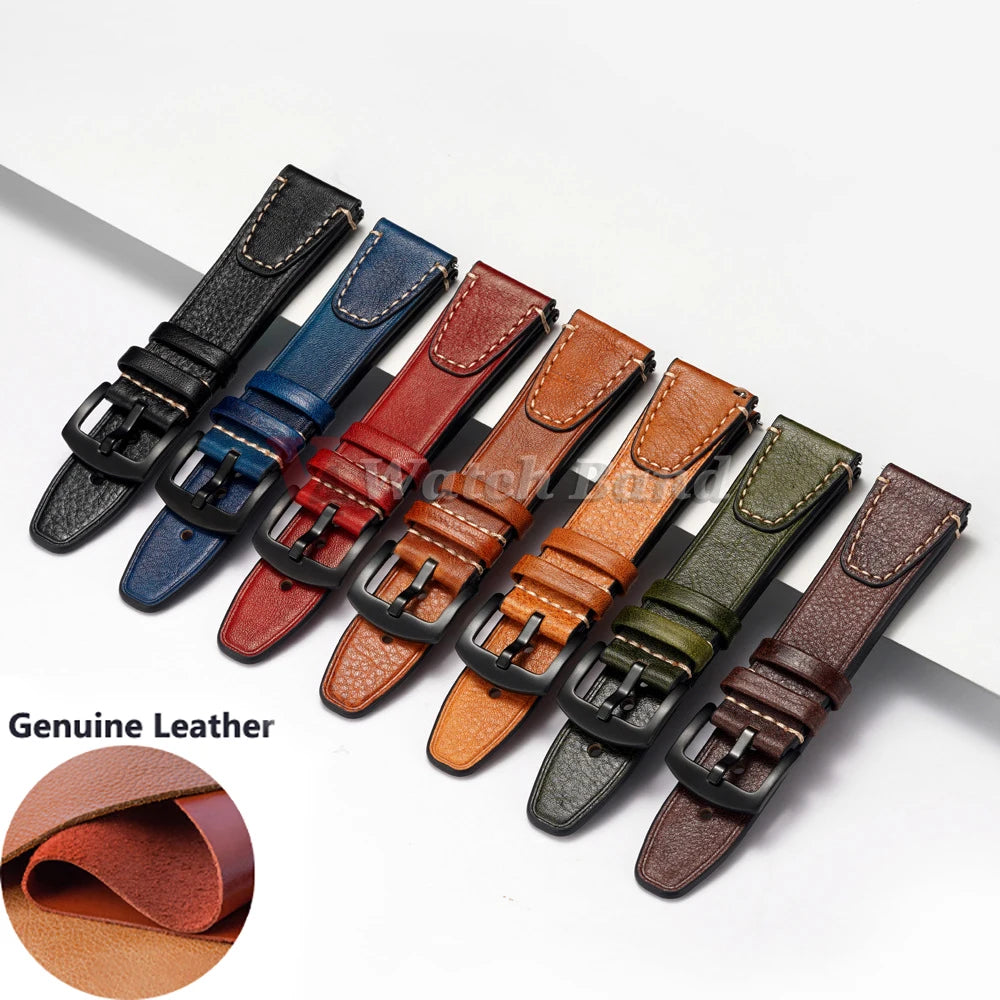Retro Genuine Leather Watchband for Seiko Snxs79 Watch Straps Men Women for Rolex Oyster 18mm 20mm 22mmWrist Belt Bracelet