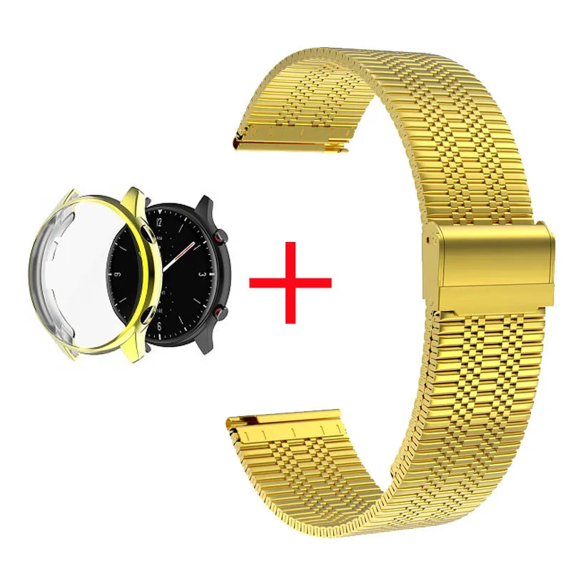 2 in 1 Case & Band For Amazfit GTR3 GTR 3 Pro Stainless Steel Strap Clear Protective Cover Bumper Set Smart Watch Accessories