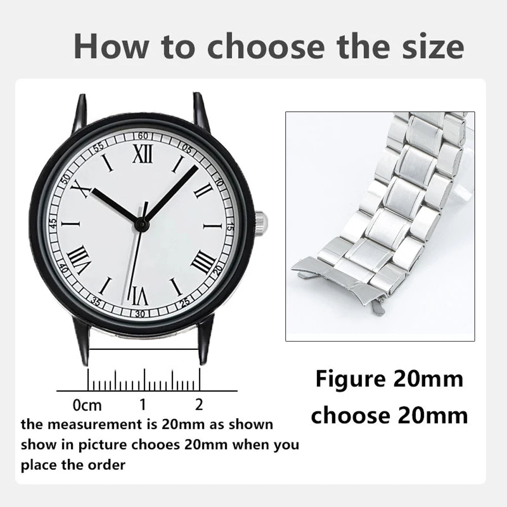 20mm 22mm Curved End Bracelet Stainless Steel Wrist Band for Seiko Wristband for Rolex Men Women Watch Strap Replace Accessories