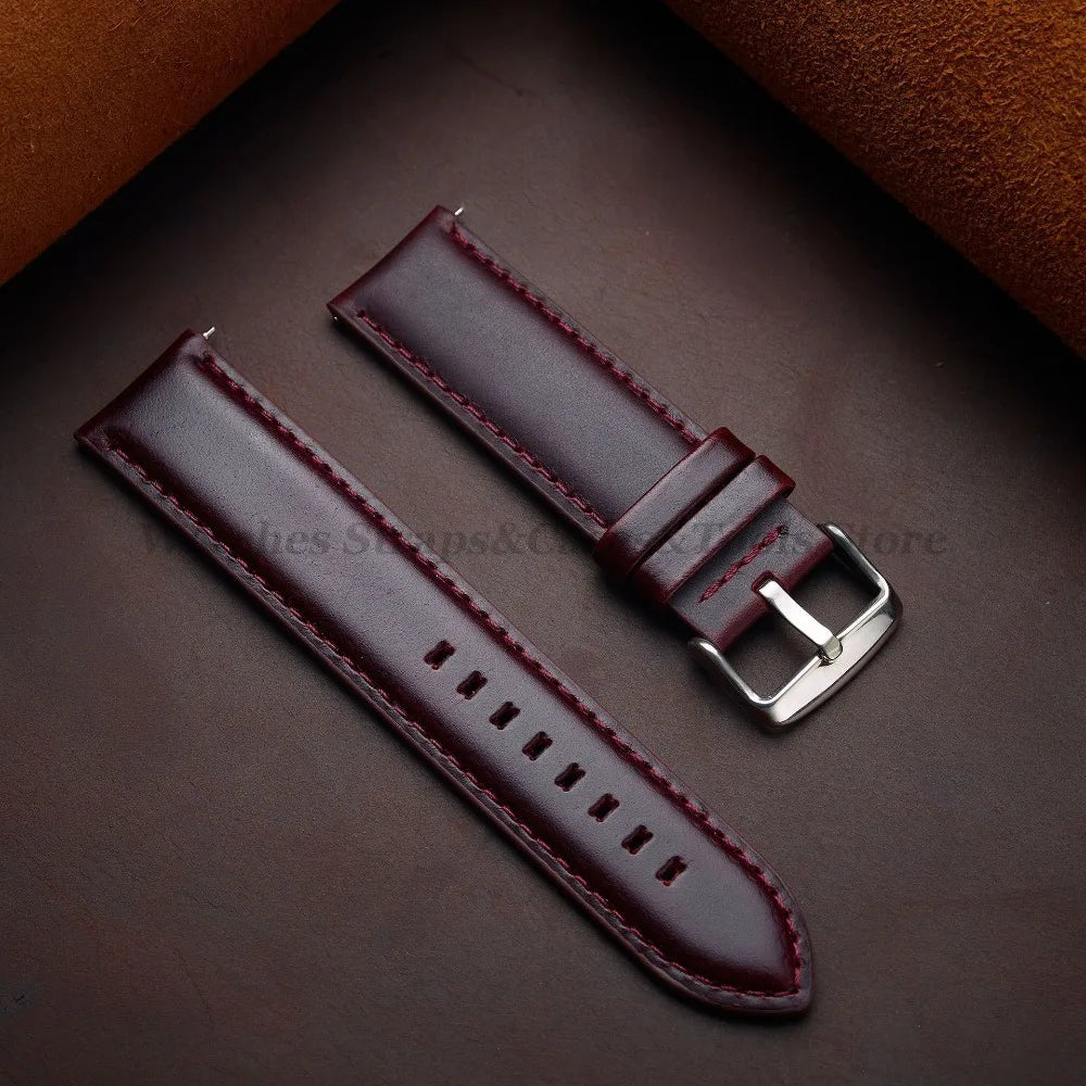 Quick Release Genuine Leather Watchband Strap 18mm 20mm 22mm 24mm 26mm for DW for Seiko Black Brown Wristband Men Women Bracelet