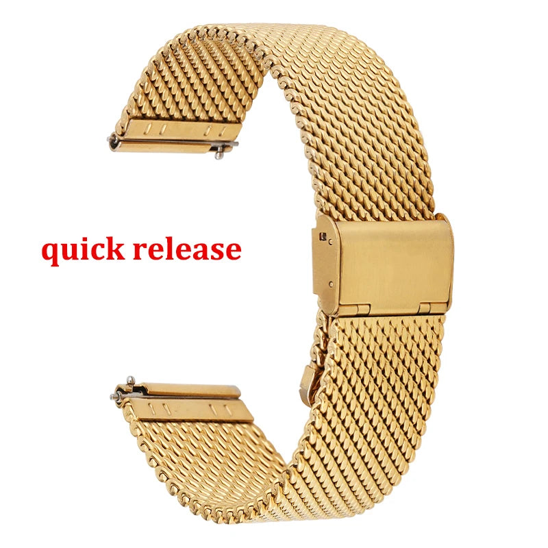 1.0 Mesh Milanese Watch Strap QuickRelease Stainless Steel Bracelet 3mm Thickness for DW for Omega Wristband 18mm 20mm 22mm 24mm