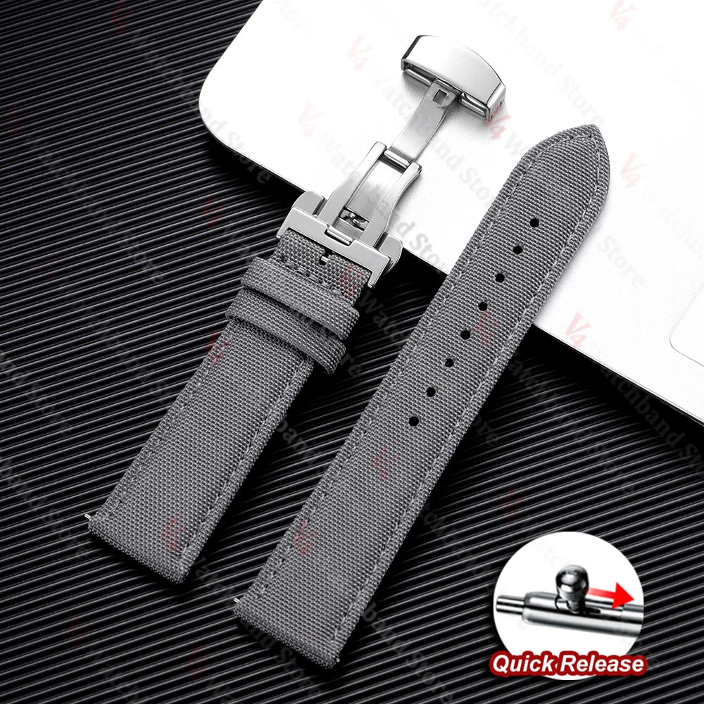 Sailcloth Strap 20mm 22mm for Rolex Nylon Watch Band for Seiko Men Sport Business Quick Release Green Butterfly Buckle Wristband