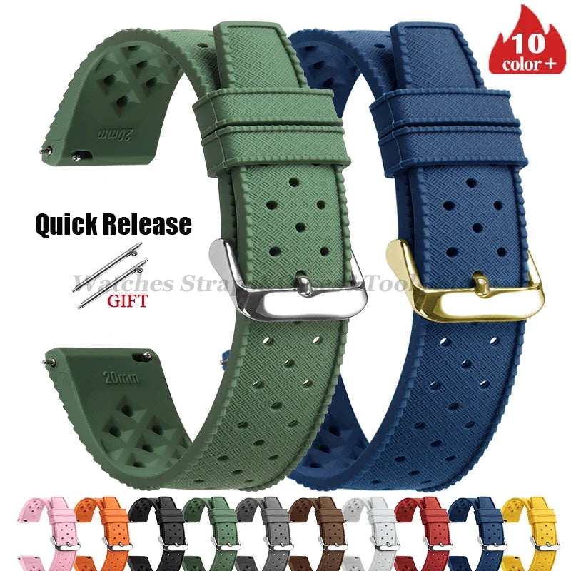Tropic Silicone Watch Strap 18/20mm 22mm for Seiko for Fossil for Oris Wrist Band Quick Release Soft Rubber Bracelet Replacement