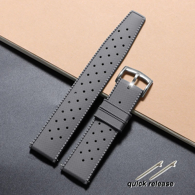 20mm 22mm Tropic Silicone Watch Strap for Seiko for Fossil Wrist Band for Oris Quick Release Rubber Bracelet Replacement