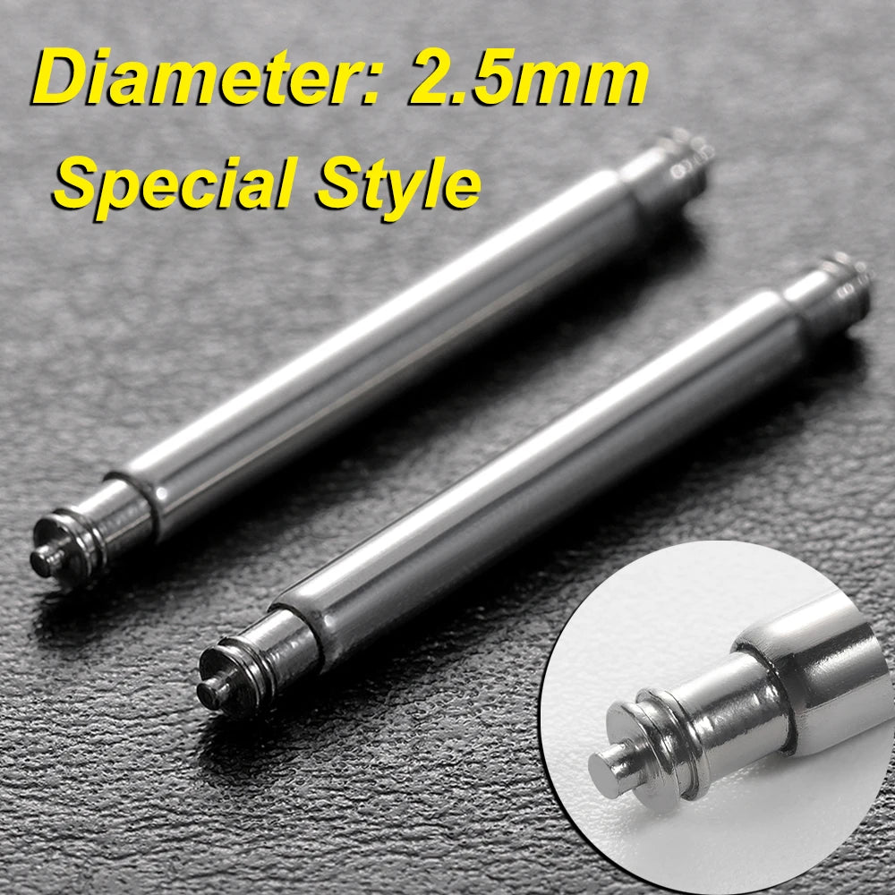 20pcs 1.5/1.8/2.0/2.5mm Diameter Watch Band Pins 16/18/20/22/24mm Spring Pin Watch Repair Tool Metal Steel Spring Bars Link Pins