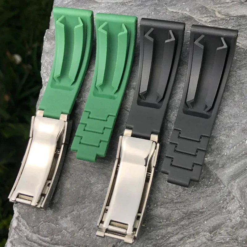 20mm Bracelet for Rolex Submariner DAYTONA GMT DEEPSEA Silicone Strap Diver Sport Waterproof  Rubber Watchband 9×9mm SlideBuckle