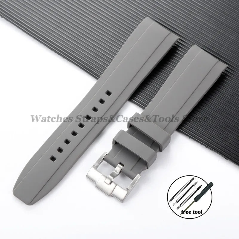 20mm 22mm Rubber Strap High Quality Curved End Silicone Watch Band for Swatch for Omega for Moonswatch for Rolex Waterproof Belt