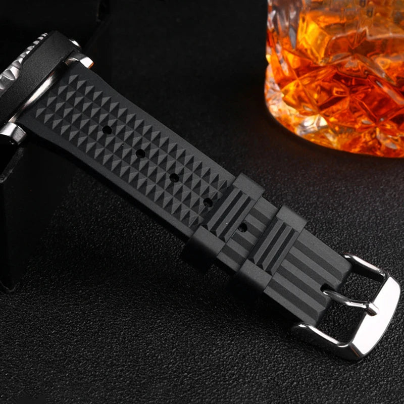 Premium Rubber Watch Band for Seiko Fast Release Soft Universal Flat-end 20MM 22MM Rubber Strap Replacement for 7.3inch Wrist