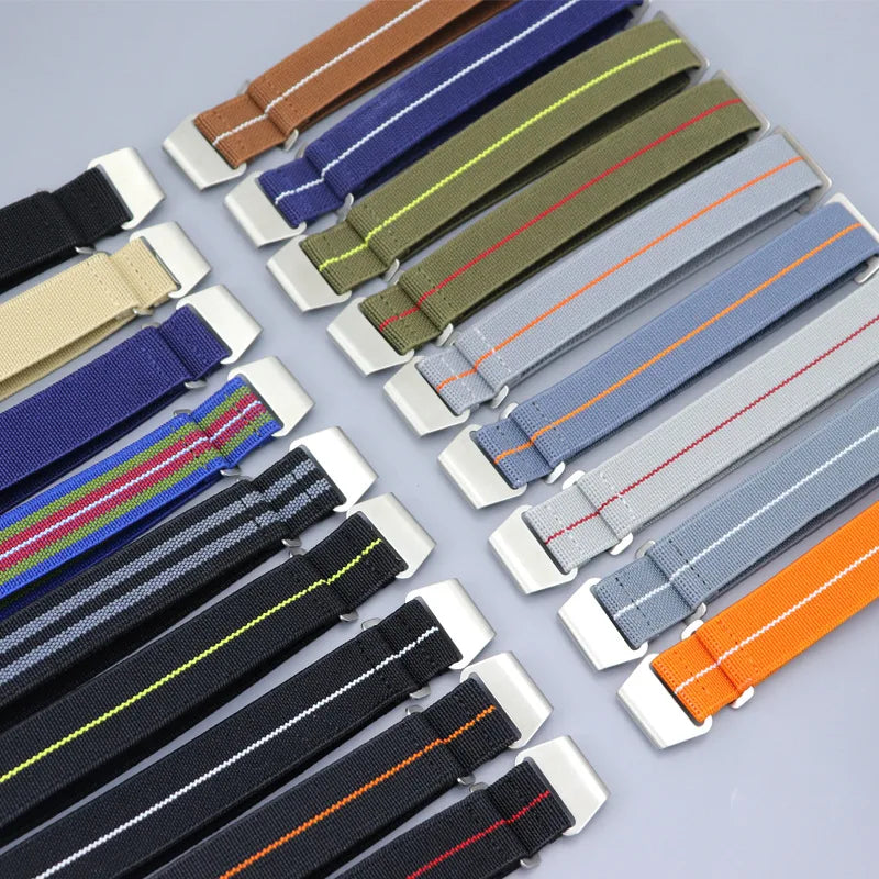 Elastic Nylon Band for Seiko for Rolex for OEMGA for Tudor Watch Sport Bracelet Parachute Watch Strap18mm 20mm 22mm Width