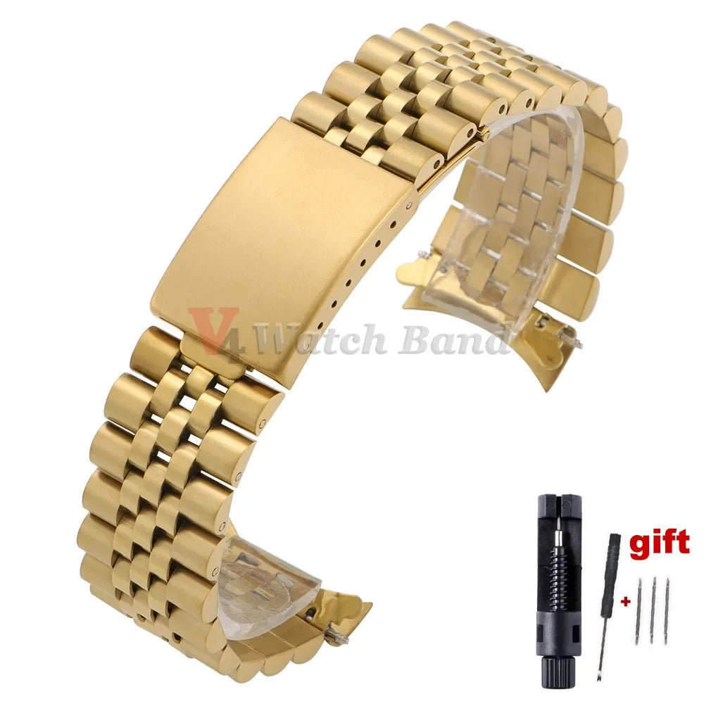 Curved End Stainless Steel Watch Bands 19mm 20mm 21mm for Rolex DATEJUST for Jubilee Solid Strap Bracelet Men Woman Watchband