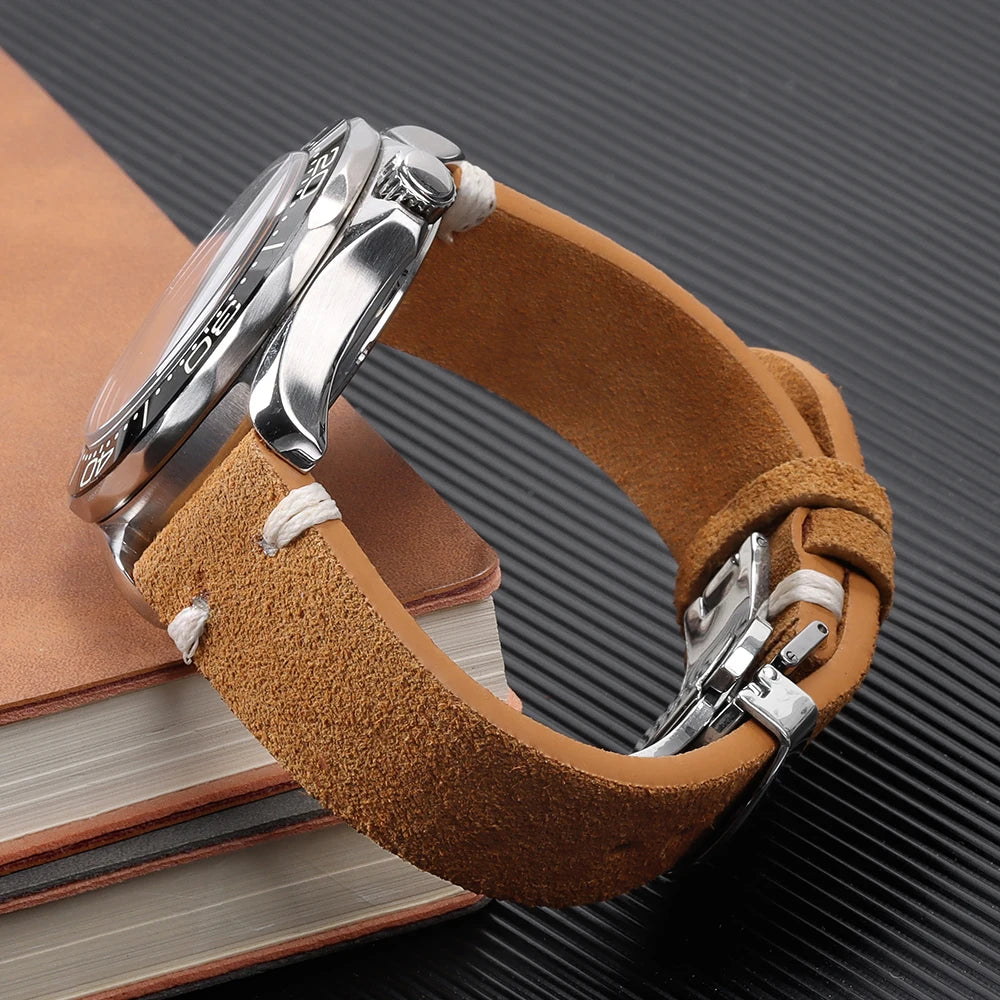 High Quality Suede Leather Strap for Seiko Watchband for Omega 18/20/22mm Band with Butterfly Buckle Wrist Bracelet Accessories