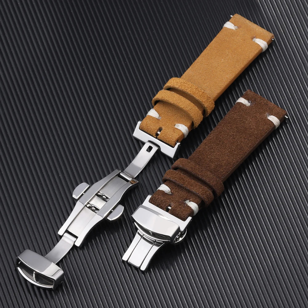 High Quality Suede Leather Strap for Seiko Watchband for Omega 18/20/22mm Band with Butterfly Buckle Wrist Bracelet Accessories