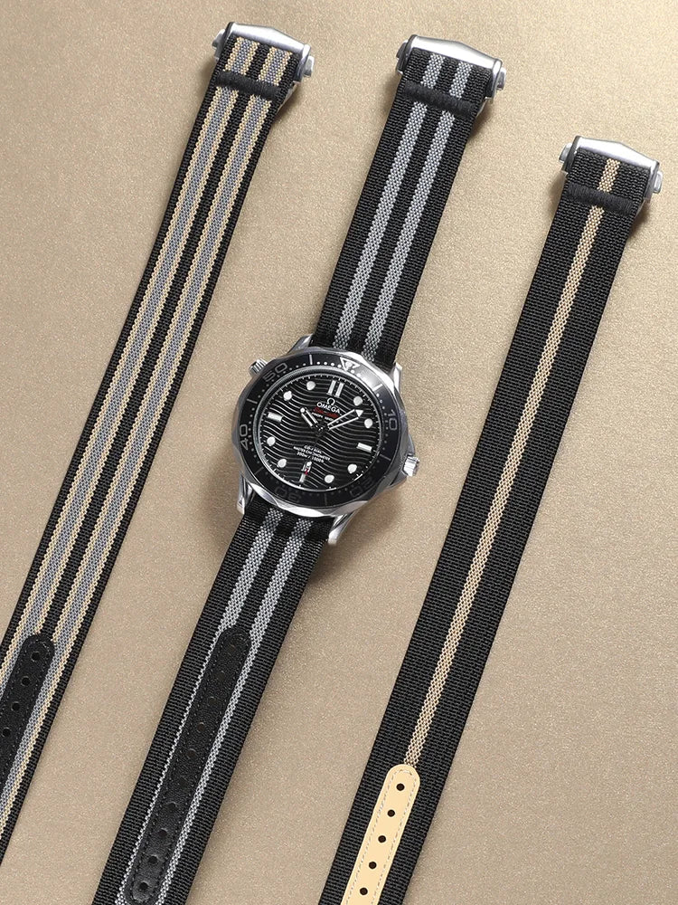 20mm 22mm Quality Ribbed Nylon Watch Strap for Omega Band Folding Buckle Waterproof Deploymant Watchband Men Belt Accessories