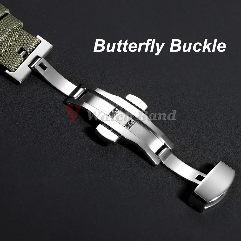 Quick Release Nylon Watchband Sailcloth Watch Strap 20mm 22mm for Omega for Seiko Business Butterfly Buckle for Tudor Men Women
