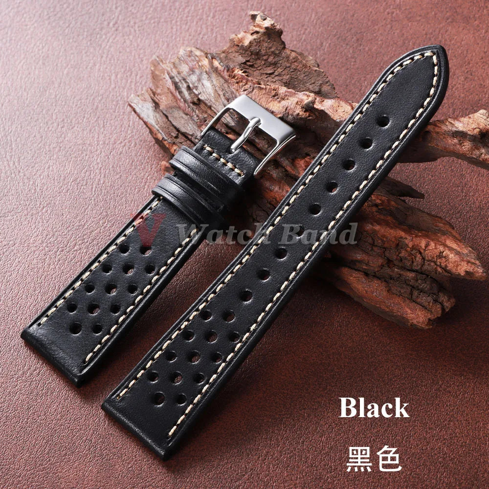18/20/22mm Universal Genuine Cowhide Watch Band  for Samsung Watch 8/7/6/5/4/3 Vintage Straps Breathable Bracelet Belt Accessory
