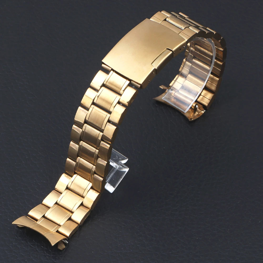 20mm 22mm Curved End Bracelet Stainless Steel Wrist Band for Seiko Wristband for Rolex Men Women Watch Strap Replace Accessories