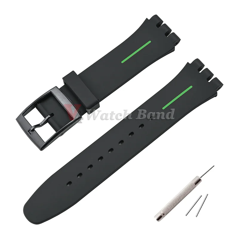 16mm 17mm 19mm 20mm Soft Silicone Watch Band for Swatch Rubber Strap Sports Replacement Wrist Bracelet Men Women Accessories