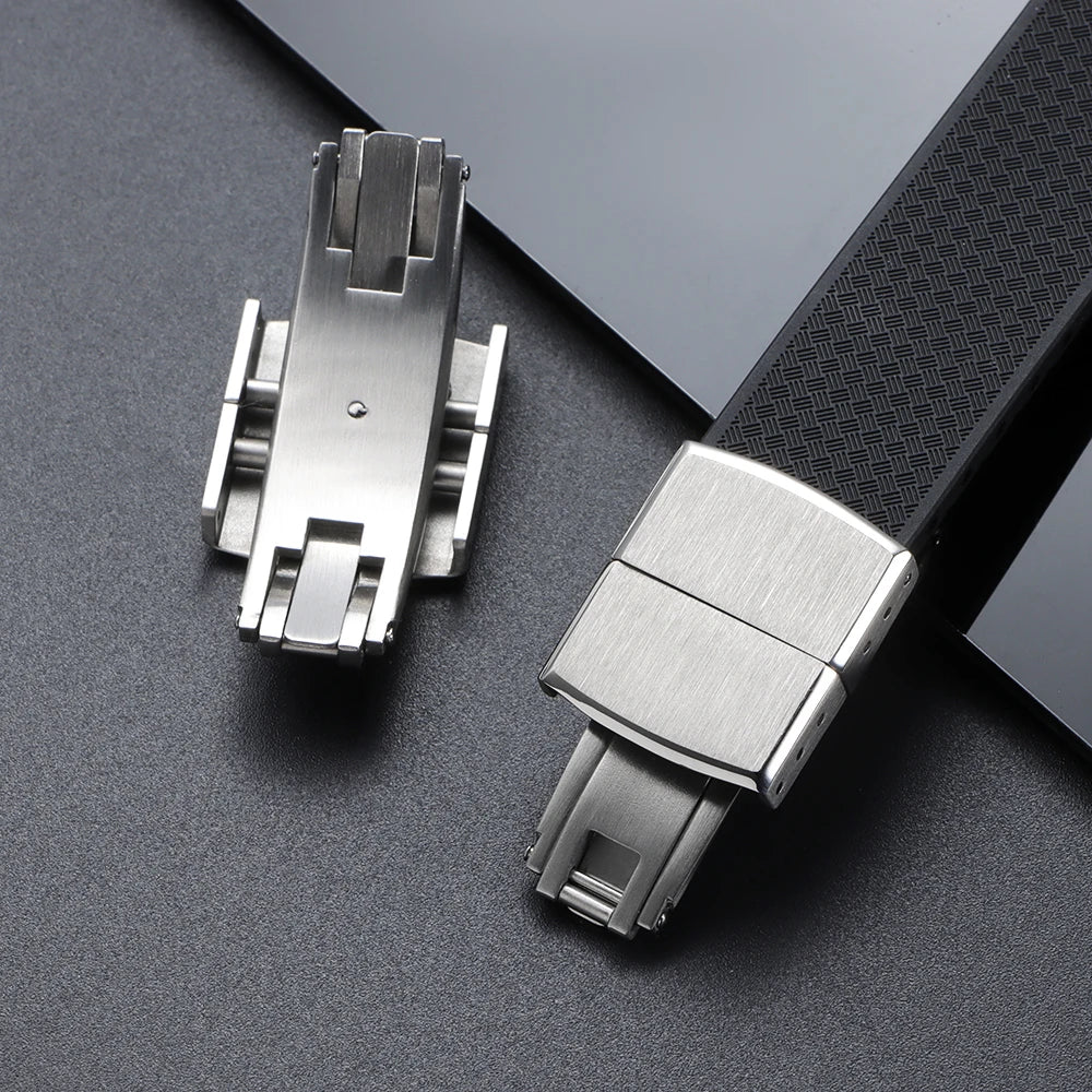 16mm 18mm 20mm Stainless Steel Watchband Buckle for Seiko Watch Double Click Butterfly Clasp Lock Button for Diving Diver Buckle