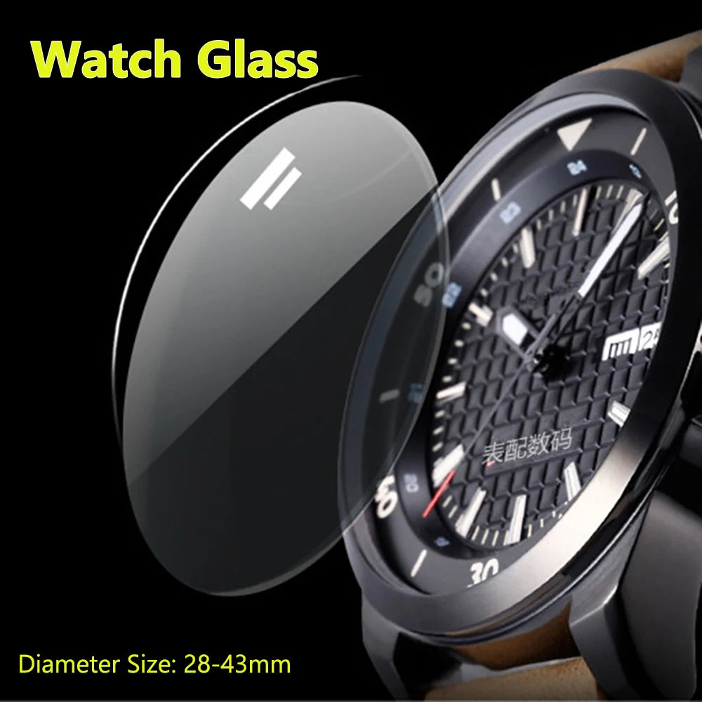 2pcs Watch Glass 28-42mm Diameter Watch Repair Tools Smart Watch Replacement Glass Crystal Lens Round Watch Tempered Film
